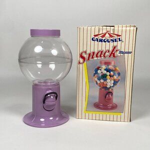Vintage 1995 Carousel Snack Dispenser Purple Gumball Candy Machine Plastic Rare